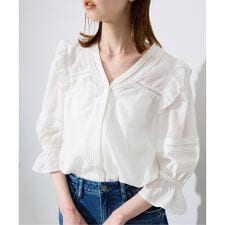 《WEB限定/追加》コットンレーヨンレースブラウス
