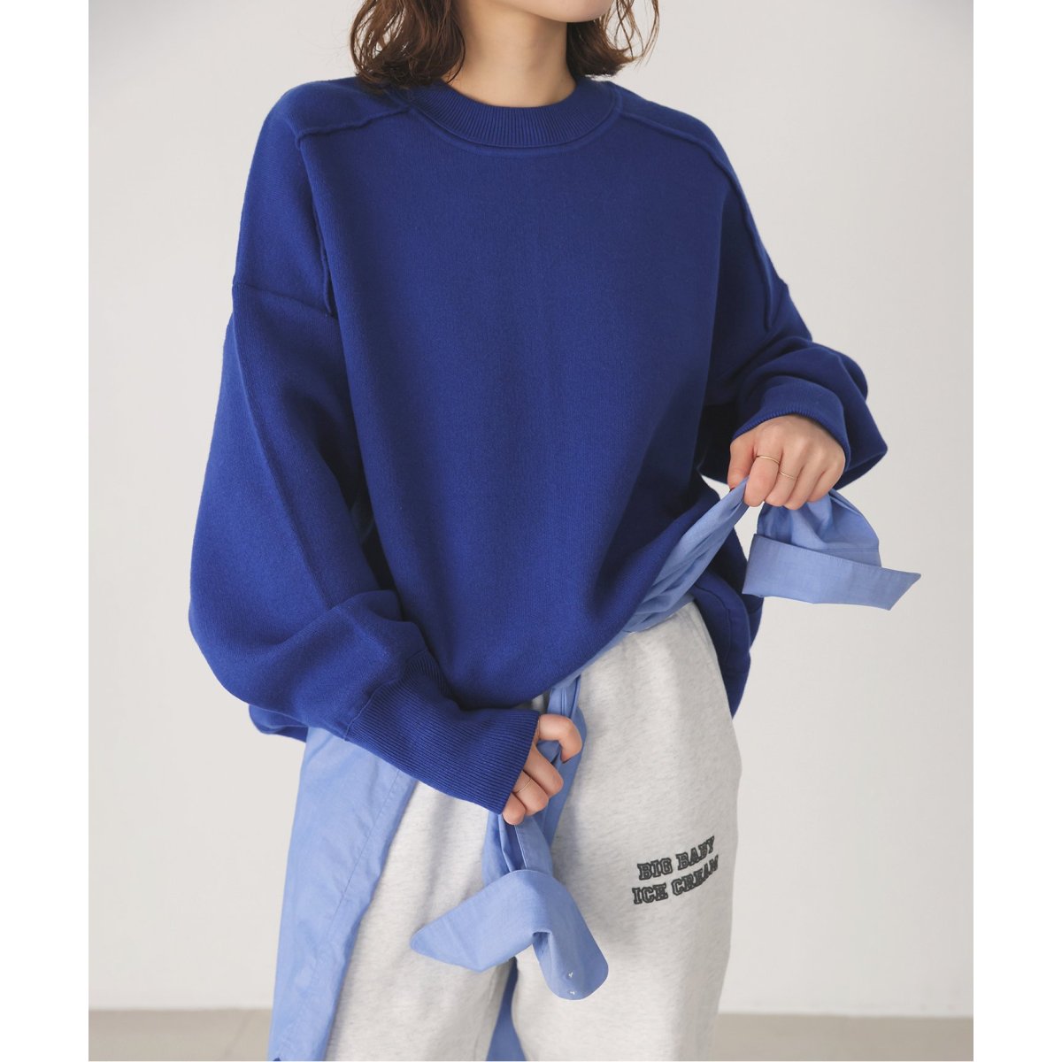 SLOBE IENA ニットクルージャケット　ネイビー SLOBE IENA / スローブイエナ | 2021AW | ニットクルー