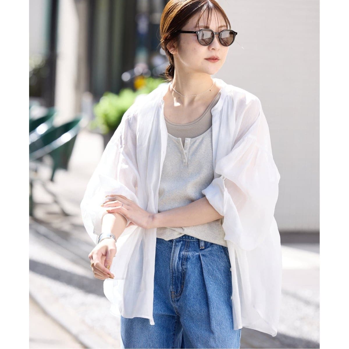 SLOBE ラミー　スキッパーシャツ　スローブ　リネン 追加》ラミースキッパーシャツ | スローブ イエナ(SLOBE IENA