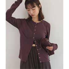 シアー天竺 クルーネックカーディガン