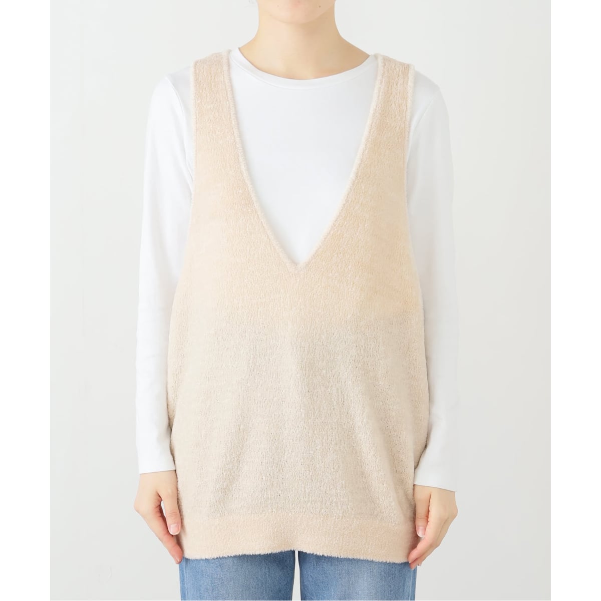イエナ　ニット　ベスト ノーカラー アイボリー　ジレ IENA｜イエナのベスト（レディース）の公式通販｜BAYCREW'S STORE