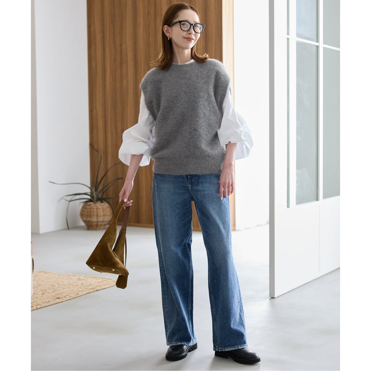 スローブ イエナ 25AW フォックスアルパカ ニットベスト プルオーバー SLOBE IENA（スローブイエナ）の「フォックスアルパカ ニットベスト