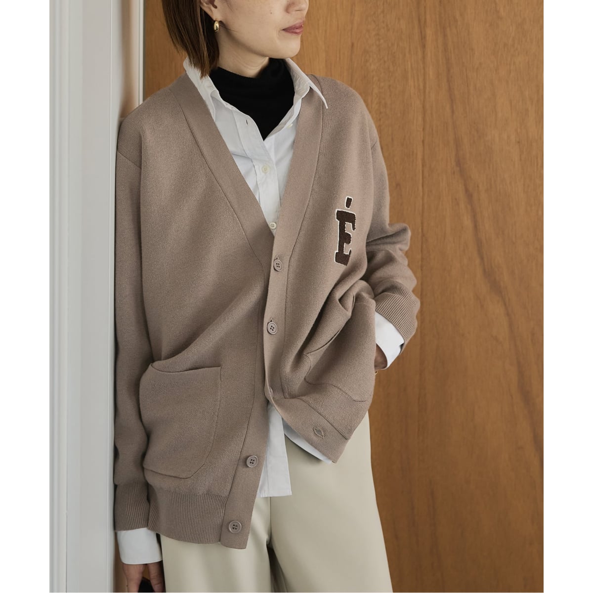 イエナ カーディガン ウール ベージュ IENA カーディガン ニット✨送料無料 collarless soft knit ジャケット（カーディガン）｜VERMEIL par