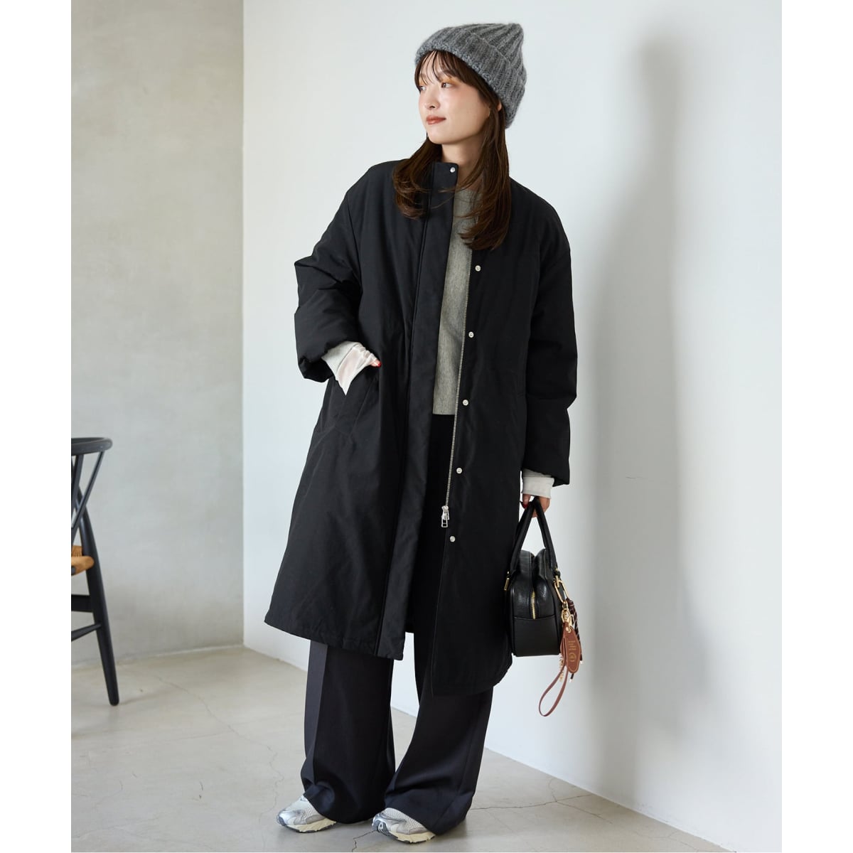 ストール付き/WEB限定》中綿ストール付きノーカラーコート | スローブ