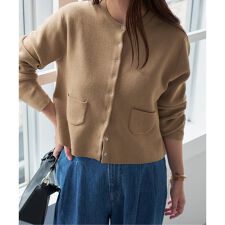 《セットアップ対応可》コットンダブルフェイスカーディガン