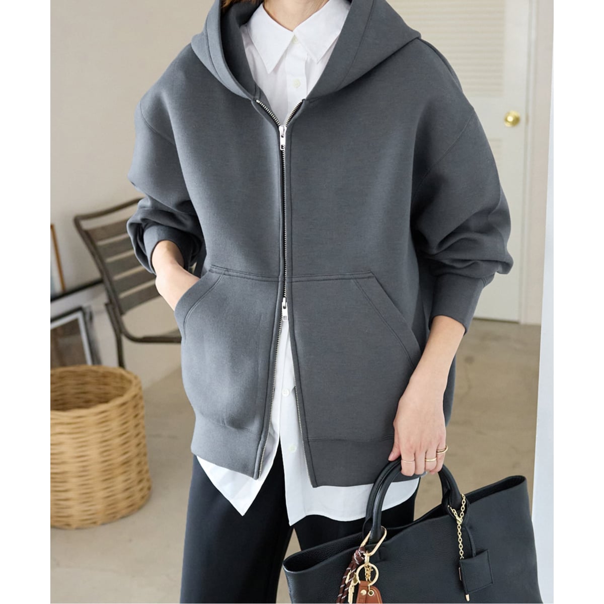 SLOBE IENA Champion SLOBE別注ダブルジップパーカーグレー Champion/チャンピオン SLOBE別注 ダブルジップパーカー