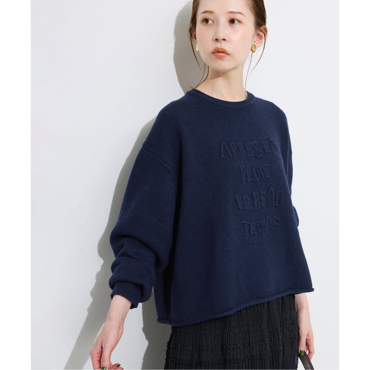 IENA - IENA(イエナ) 長袖セーター レディース美品  - ネイビー 襟取り外し可 IENA - IENA(イエナ) 長袖セーター レディース美品 - ネイビー