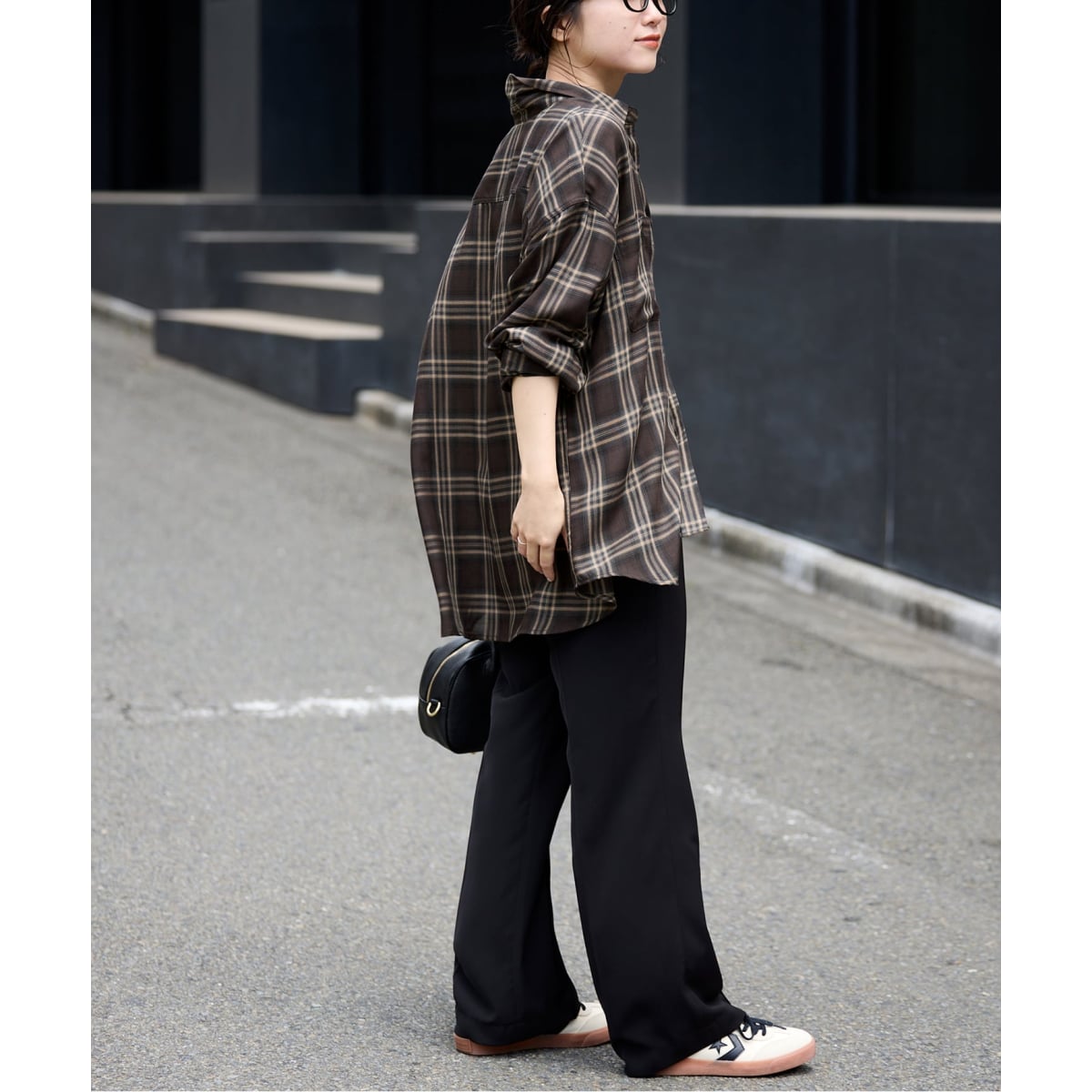 新品タグ付新品　ビエラチェックルーズシャツ　ブルー　フリーサイズ 追加》ビエラチェックルーズシャツ（シャツ／ブラウス）｜SLOBE