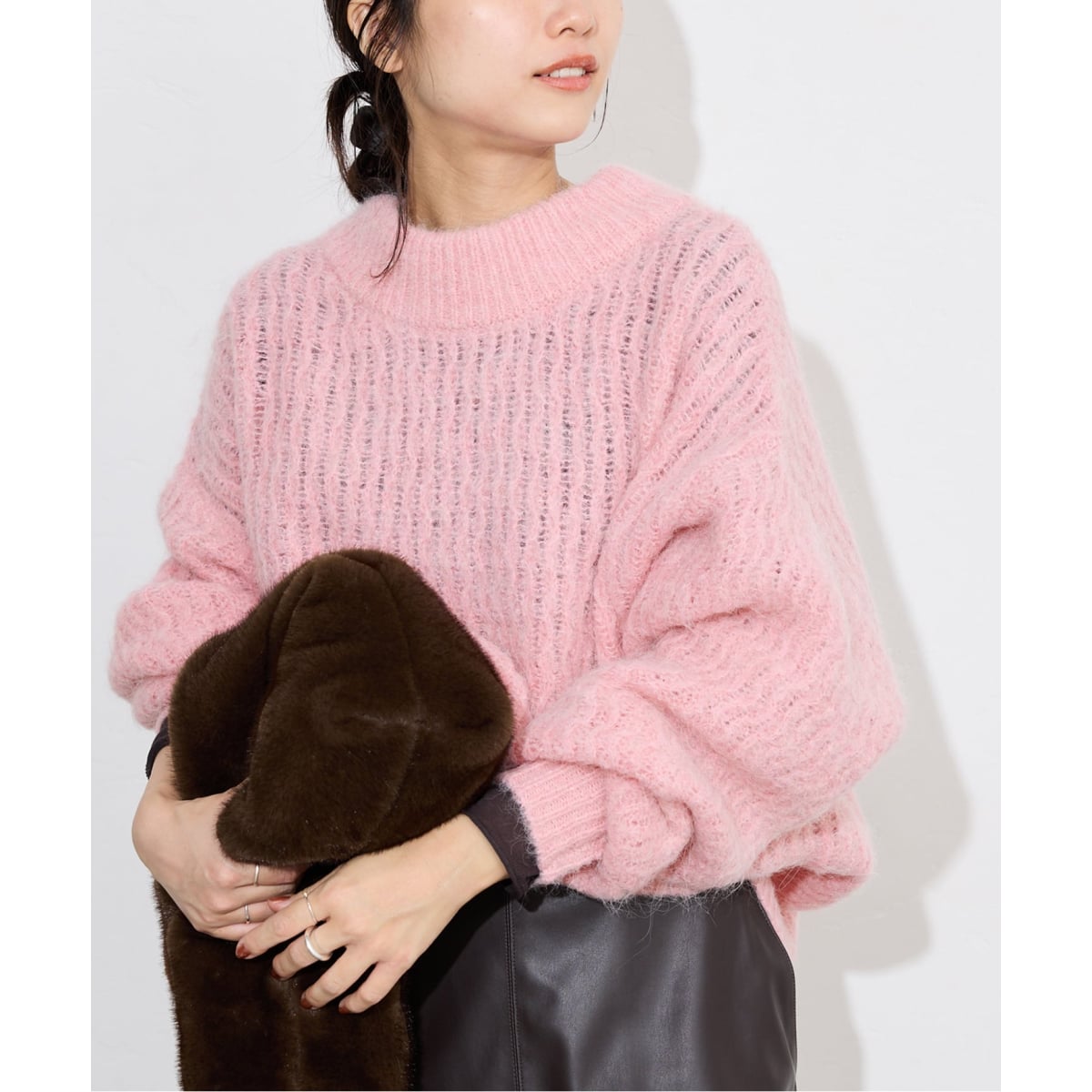 美品　スローブイエナ　フォックスカシミヤプルオーバー　ピンク SLOBE IENA（スローブイエナ）の「《追加》フォックスカシミヤ