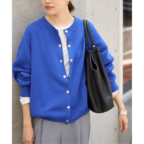 スローブ イエナ　ダブルフェイスジャージースナップカーディガン