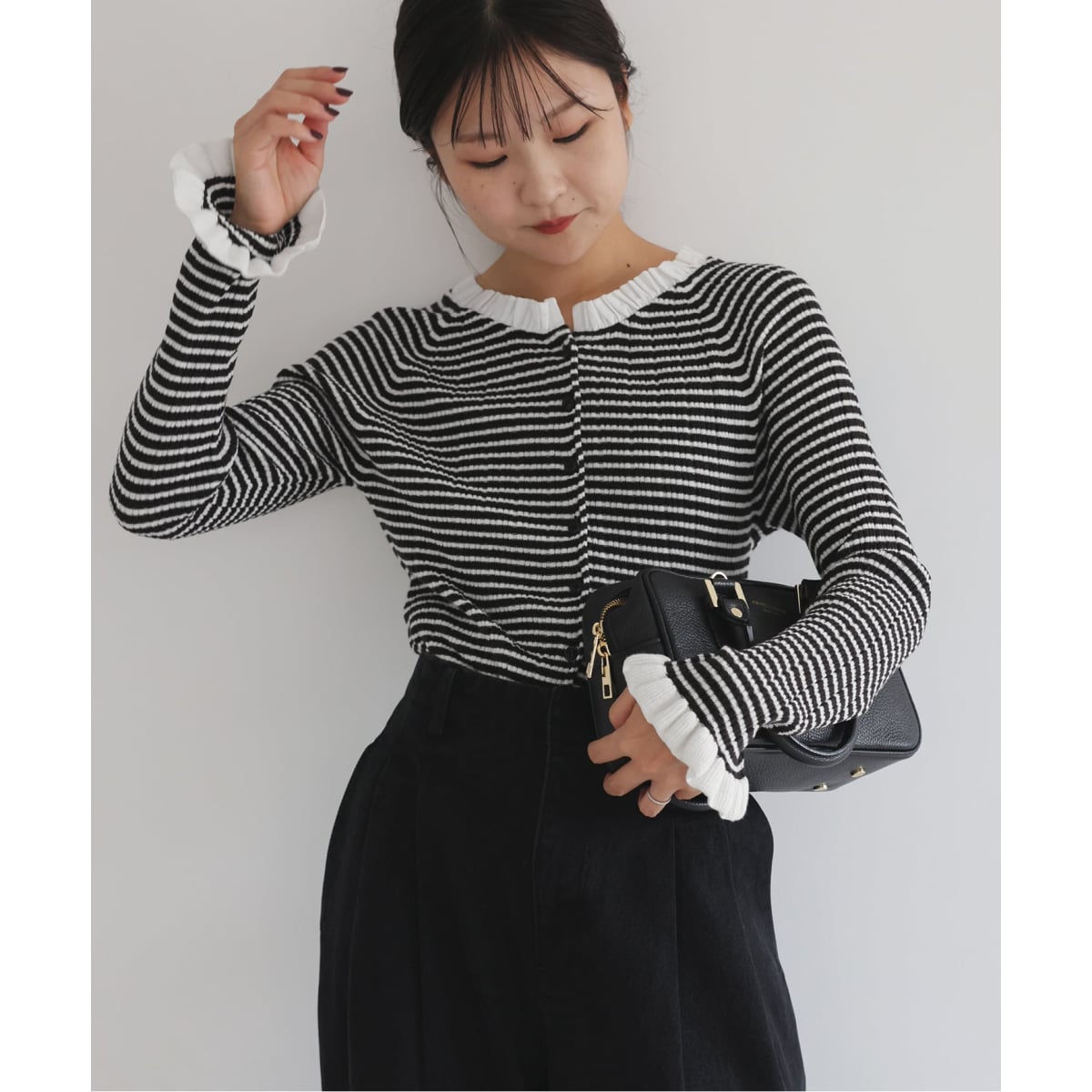 tyn.TGOR/トゴール　フリルカーディガン J0102　CHARCOAL 追加》tyn.TGOR/トゴール フリルカーディガン J0102（カーディガン