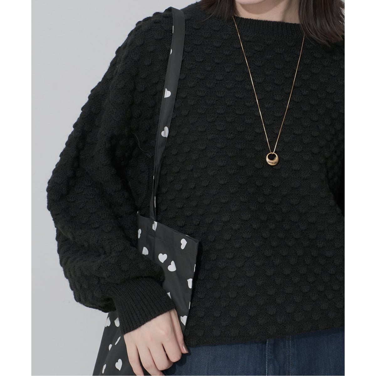 NOBLE×L'AUBE BLANC】FOX/カシミヤオフショルダーニット