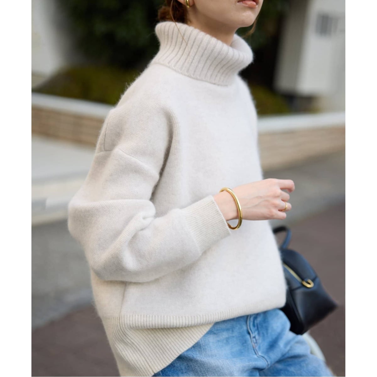 追加》ウォッシャブルファーリーダブルフェイスタートルニット