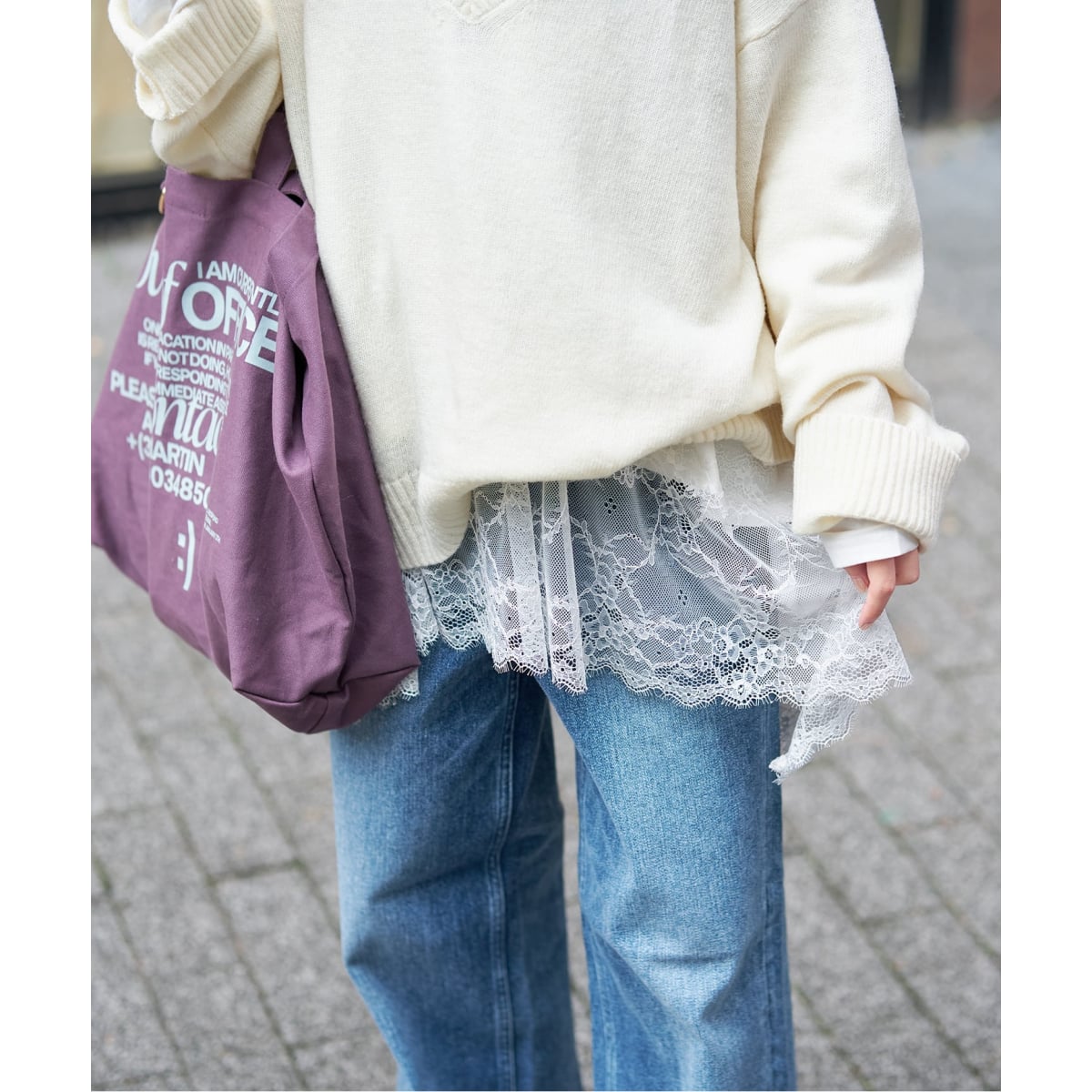 追加》レースコンビカットソー | スローブ イエナ(SLOBE IENA