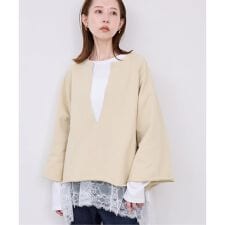 裏毛スキッパープルオーバー