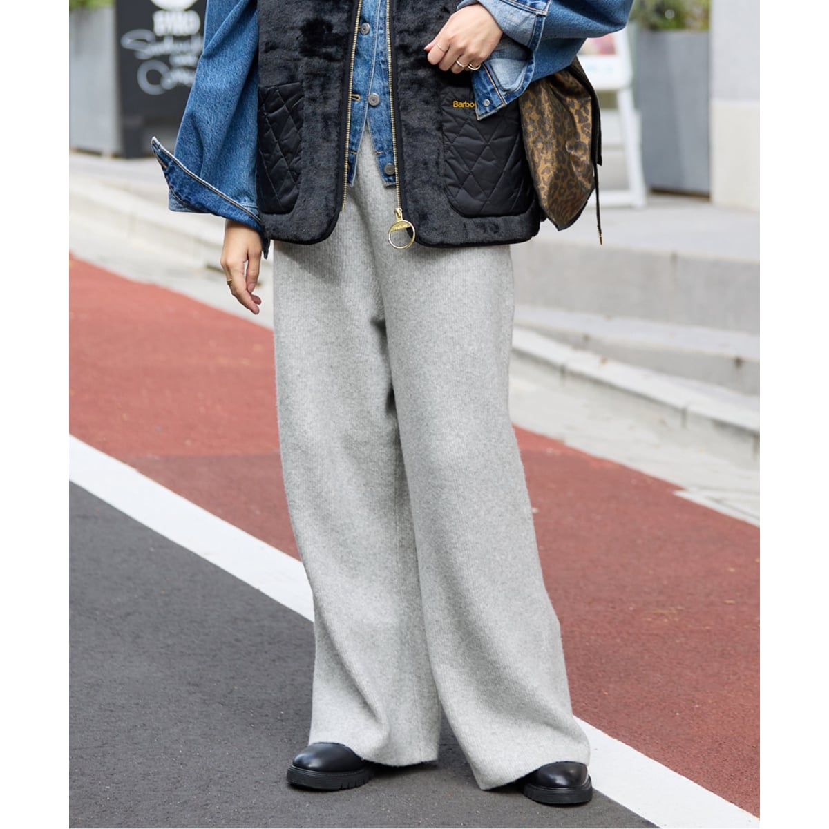 セットアップ対応可》エアリーワイドシルエットニットパンツ