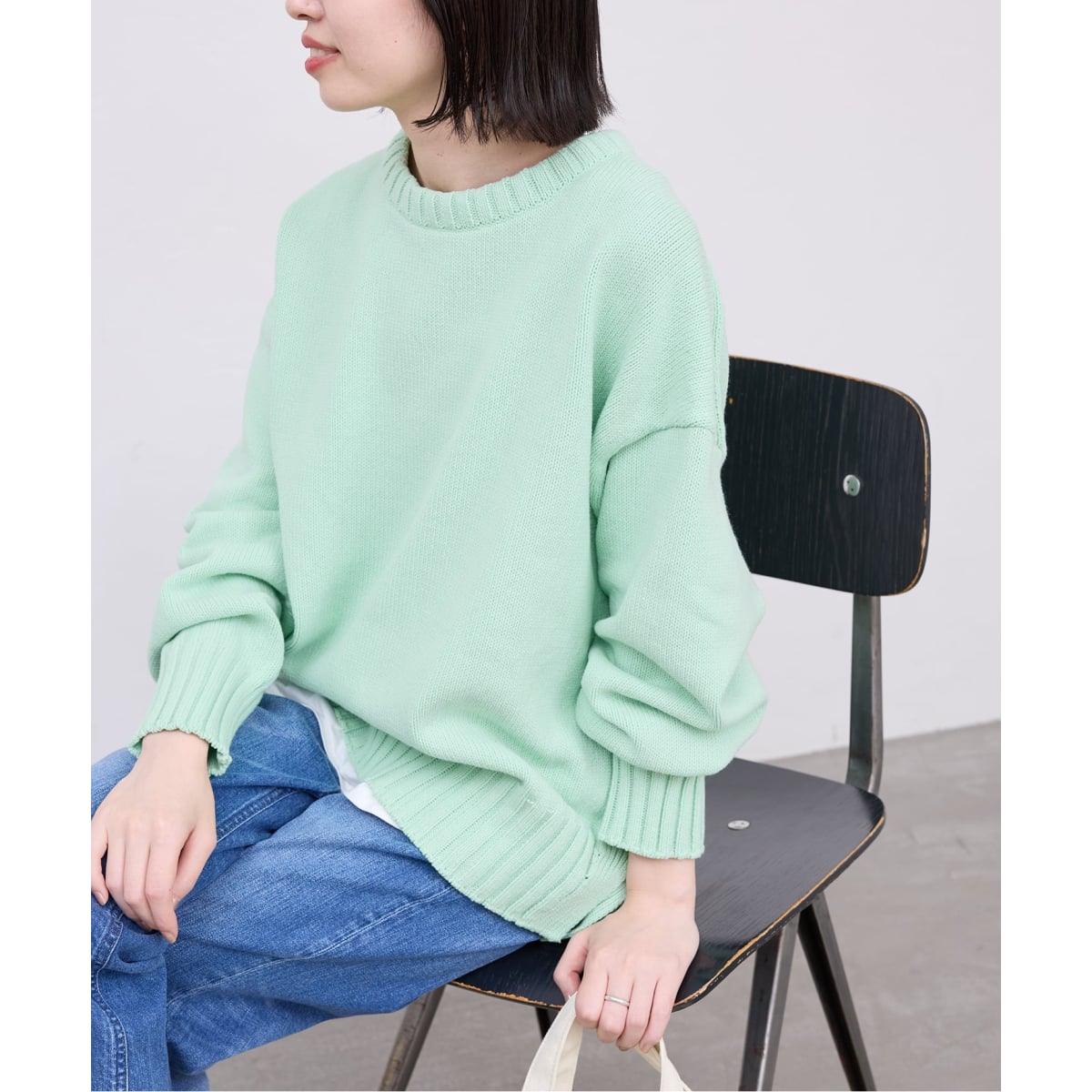 スローブイエナ　バルキーコットンプルオーバー　ホワイト バルキーコットンプルオーバー（ニット／セーター）｜SLOBE IENA