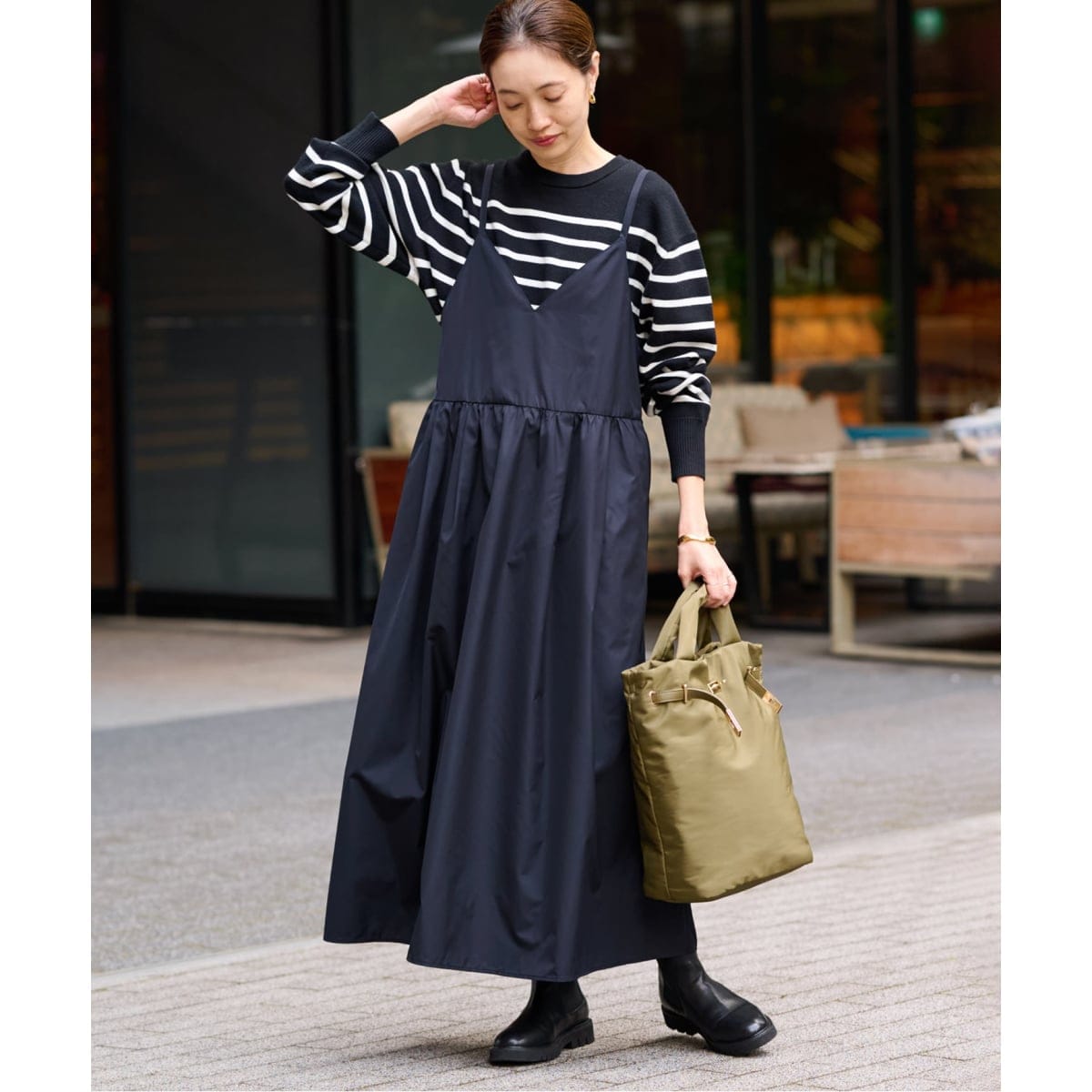 French wool畦ハーフジップニットワンピース | スローブ イエナ(SLOBE