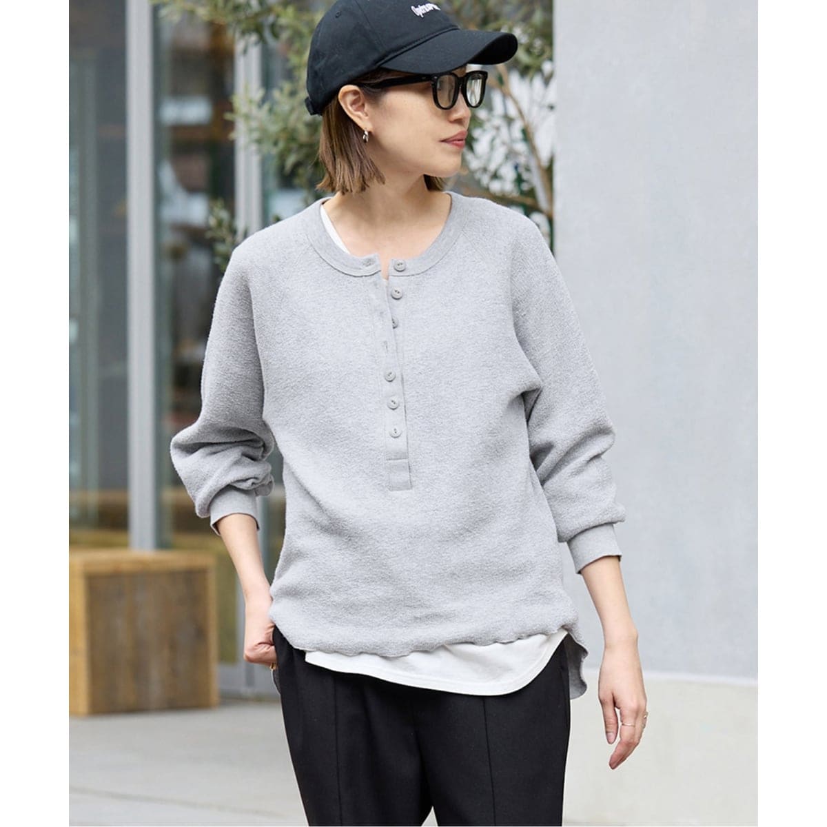 SLOBE IENA WEB限定　Wフェイスジャージヘンリープルオーバー WEB限定カラー有り/追加》Wフェイスジャージヘンリープルオーバー
