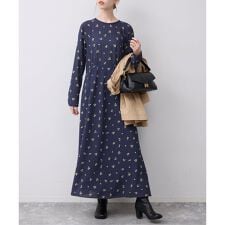 ドットフラワーバイアスワンピース