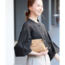 《予約》ドットピンタックバルーンスリーブブラウス