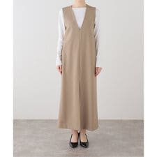 Vネックセンタースリットジャンパースカート