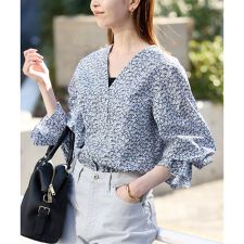 《予約》Vネックフレアスリーブブラウス