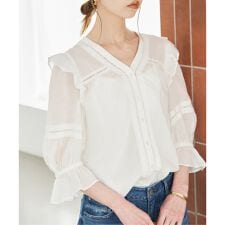 《追加予約》コットンレーヨンレースブラウス