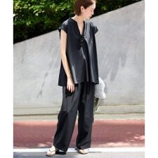 《WEB限定/2枚セット/防しわ/撥水/接触冷感//追加予約》ブラウス×パンツセット