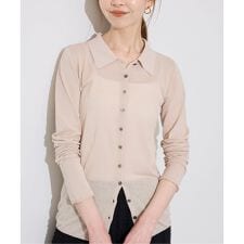 《シリーズあり/予約》コットンシルク襟付きカーディガン