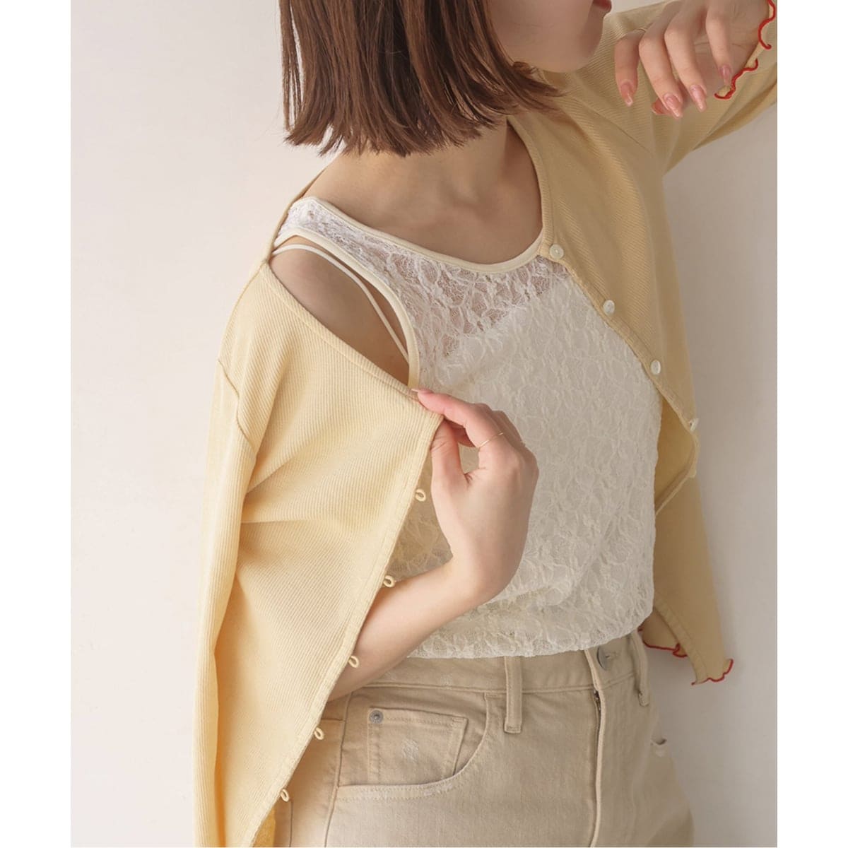 IENA / イエナ | カットワークレースノースリーブブラウス | F | ホワイト | レディース カットワークレースブラウス（シャツ／ブラウス）｜IENA（イエナ）の