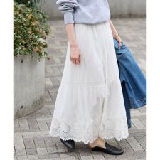 《WEB限定/追加3予約》コットンボイルケミカルレーススカート
