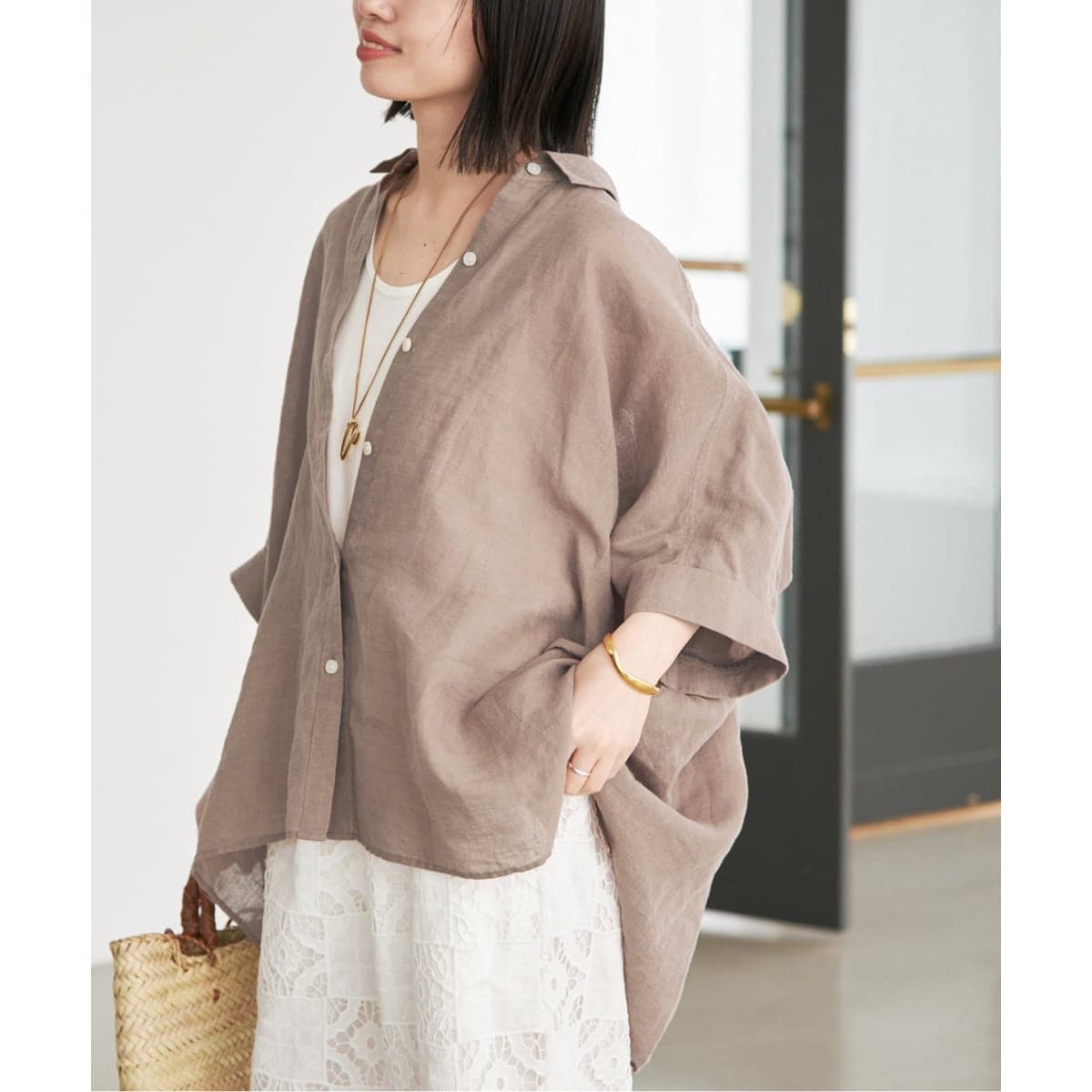 新品　スローブイエナ　リネンシャツ シリーズあり》リネンコットンBOXシャツ | スローブ イエナ(SLOBE IENA