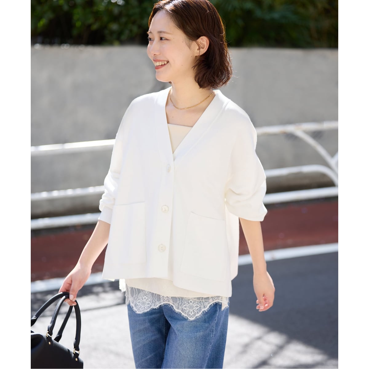【スローブイエナ】26SS☆完売☆スムースニットカーディガン　ホワイトFREE WEB限定/追加2予約》スムースニットカーディガン | スローブ イエナ