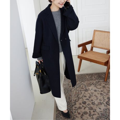 souple woolダブルフェイスチェスターコート