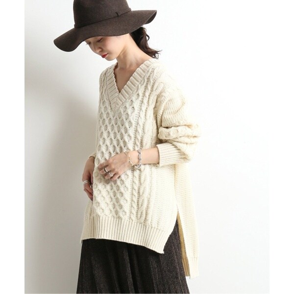 新品 未使用☆イエナ 【Alderney /アルダニー】Vネックケーブルニット Alderney /アルダニー】Vネックケーブルニット◇ | スローブ イエナ