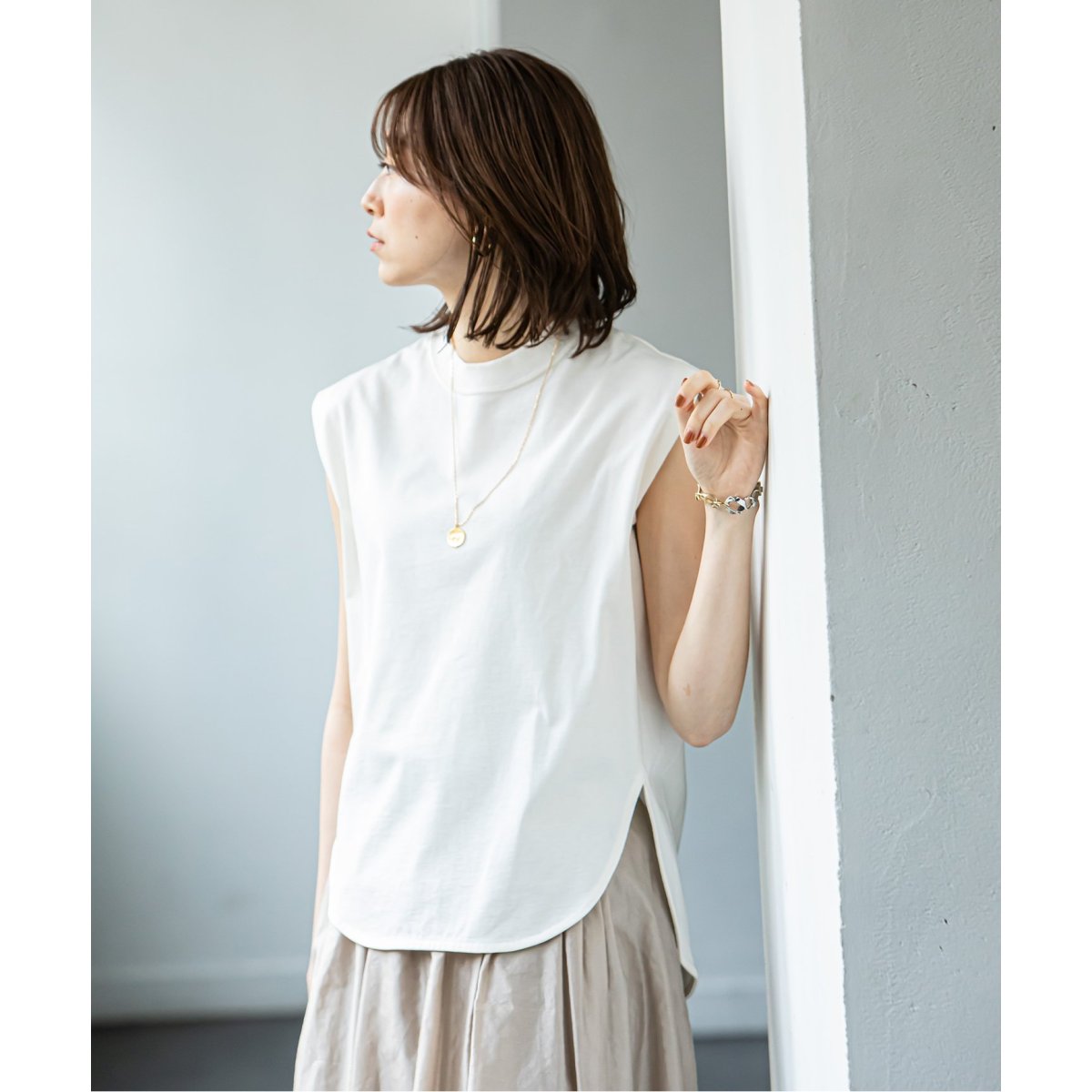 Noble 【OUD】コットンノースリーブTシャツ 追加》【OUD】コットンノースリーブTシャツ◇ | ノーブル(Noble