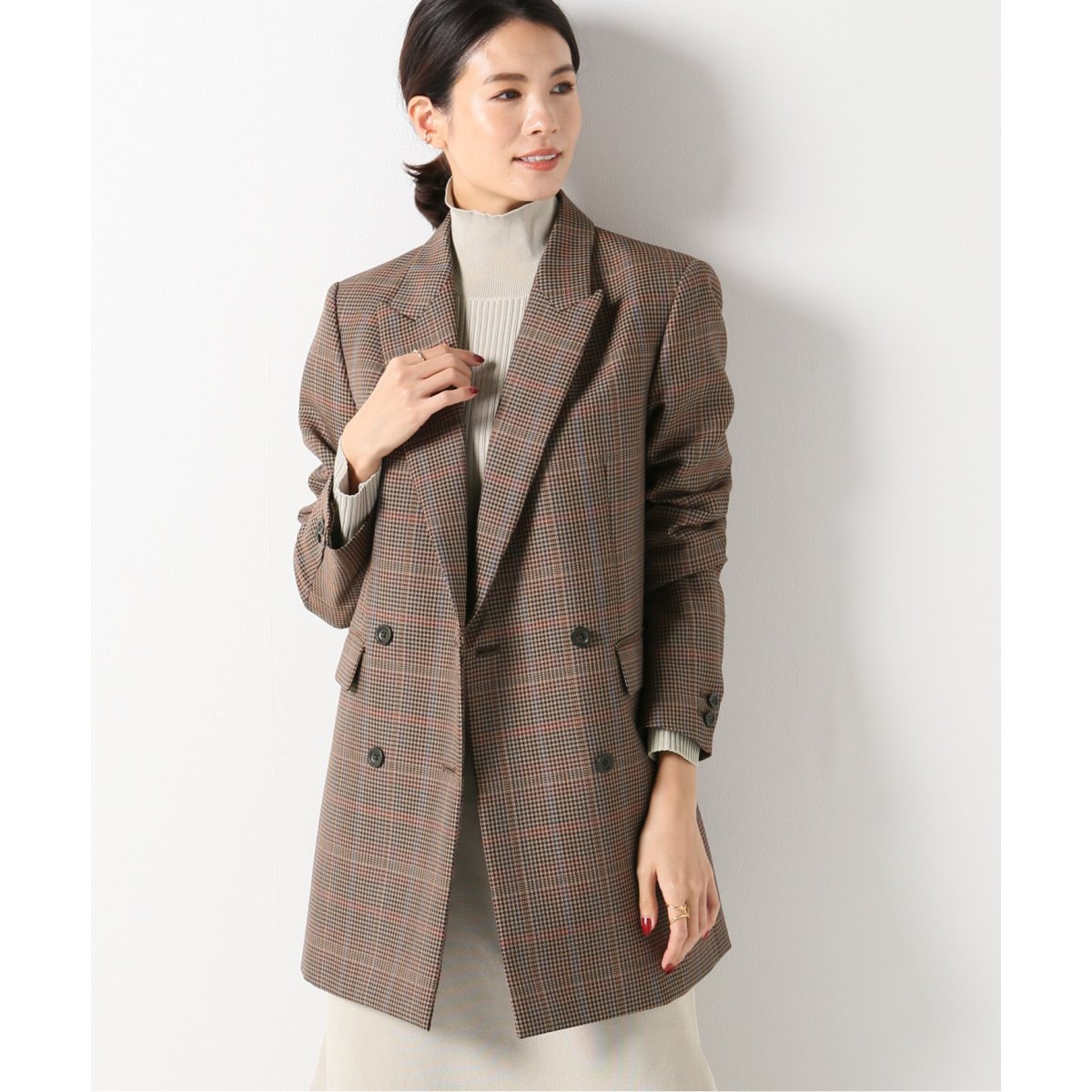 【値下】NOBLE チェックピークドロングジャケット Noble（ノーブル）の「《予約》チェックピークドロング