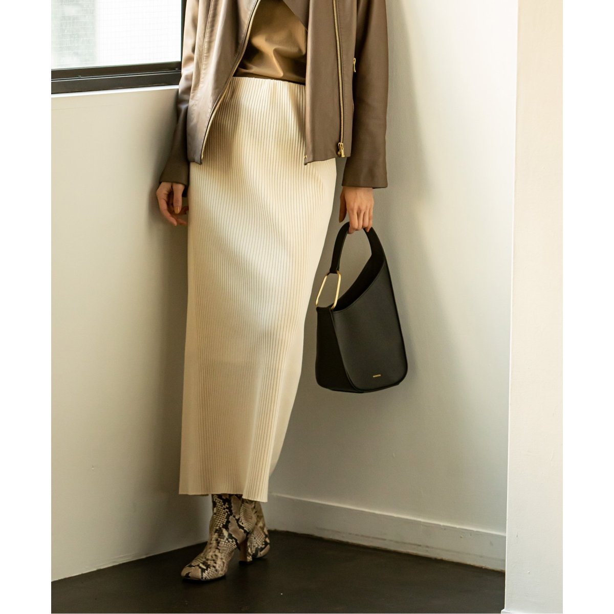 NOBLE ノーブル トタンテレコタイトスカート ブラウン 40