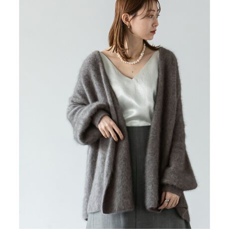 noble W編みオーバーカーデ グレー（予約》春のオシャレを盛り上げる  