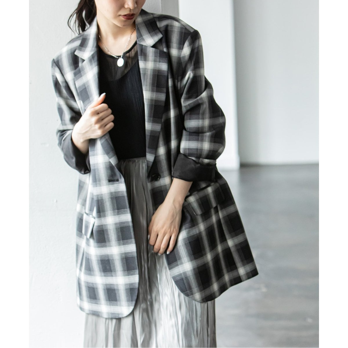 オンブレーチェックオーバーサイズジャケット | ノーブル(Noble