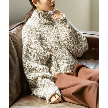 新品 NOBLE スムースヤーンバルーン袖ニット 素朴 