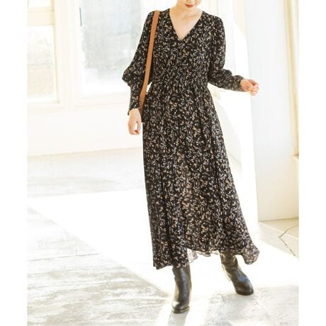 ボタニカルプリントシャーリングワンピース | ノーブル(Noble  