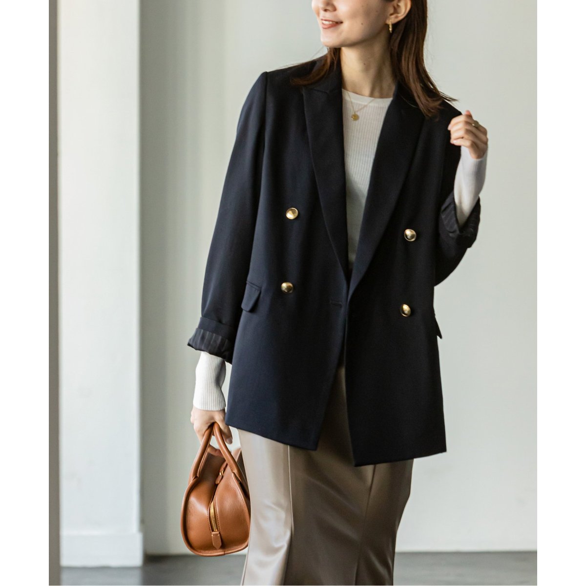 追加》プレーンピークドラペルダブルジャケット 2 | ノーブル(Noble