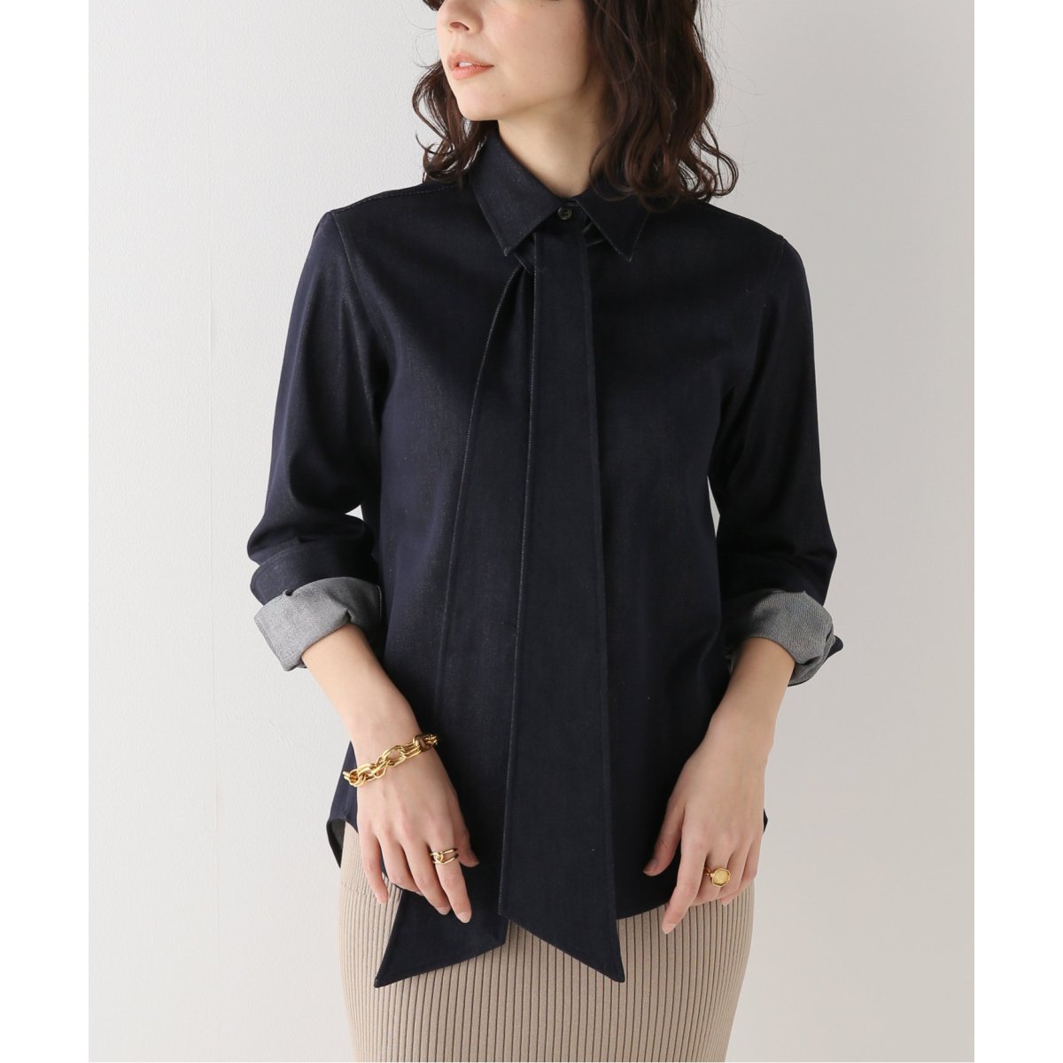 デニムライクリボンタイシャツ | ノーブル(Noble) | マルイウェブチャネル