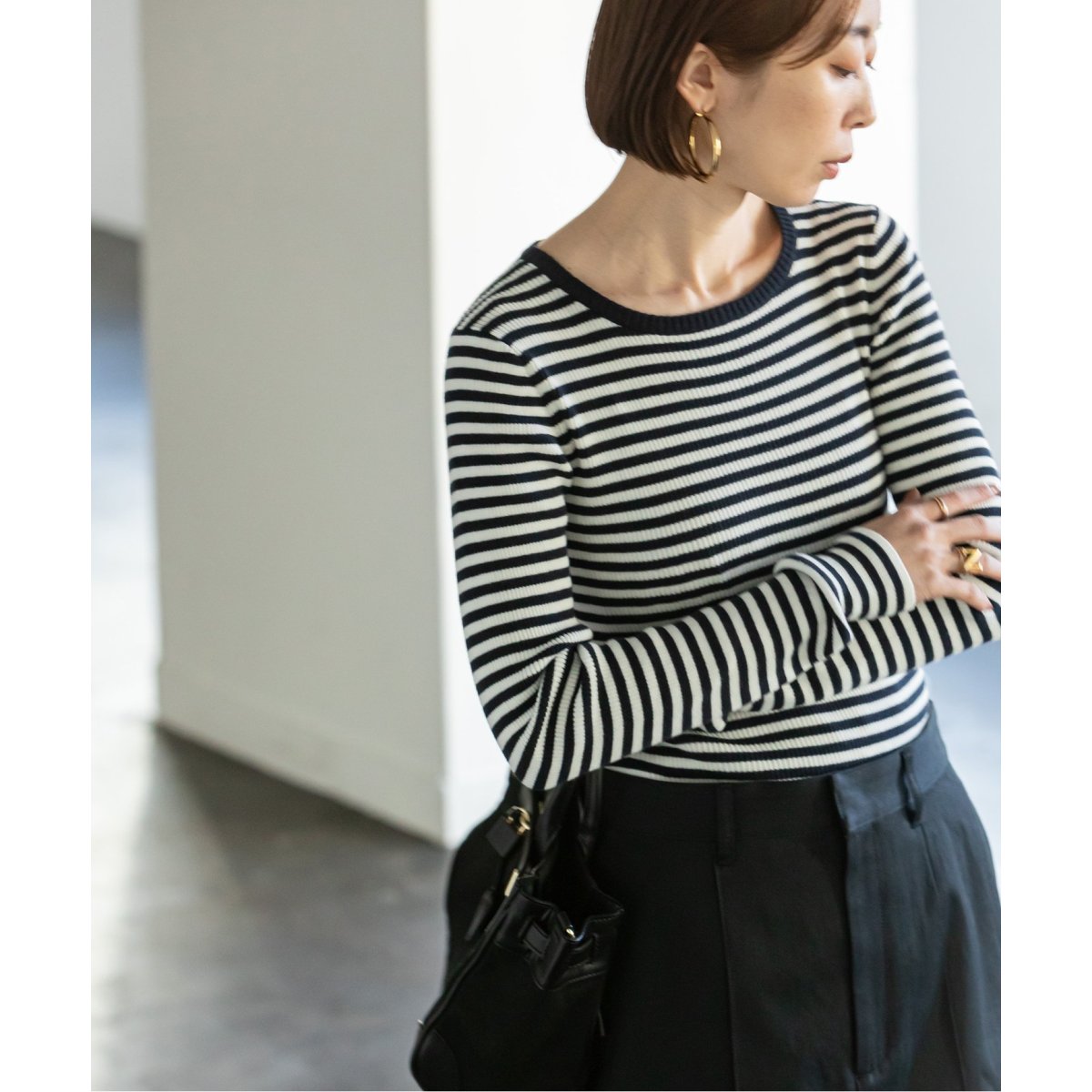 【NOBLE】2WAY ネックニット NOBLE】2WAY ネックニット Noble（ノーブル）の「PEAKS総針2WAYネック