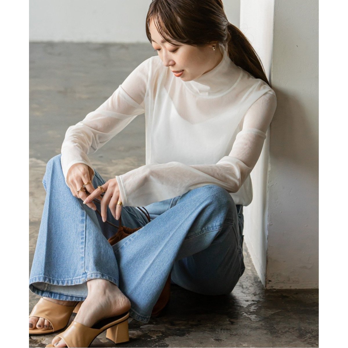 追加》シアースキニーハイネックTOPS 6（Tシャツ／カットソー