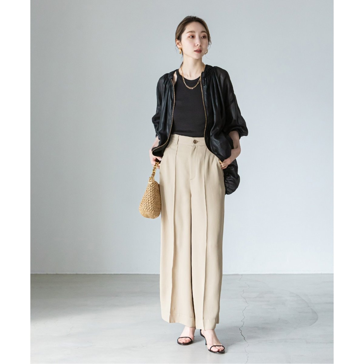 リネンライクシアーギャザーブルゾン | ノーブル(Noble