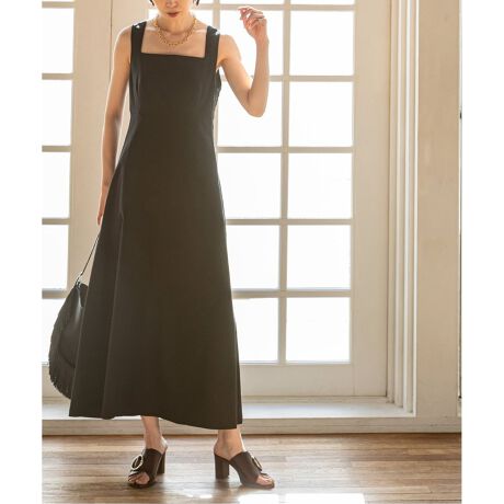 追加》麻ストレッチスクエアネックワンピース | ノーブル(Noble  