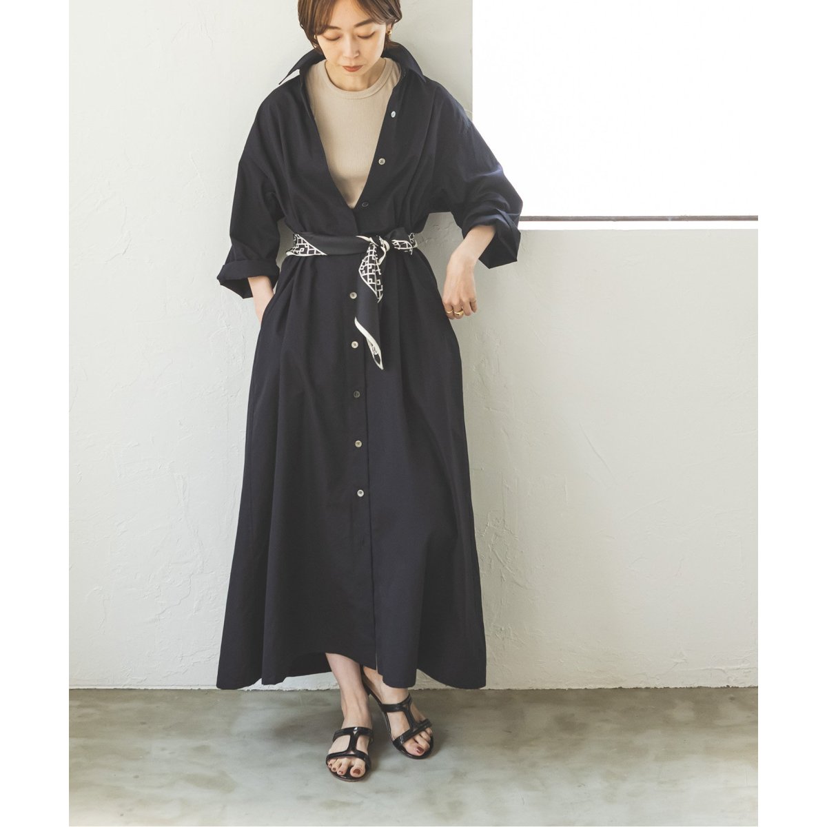 NOBLE(ノーブル) ワイドシルエットシャツカラーワンピース ワイドシルエットシャツカラーワンピース | ノーブル(Noble
